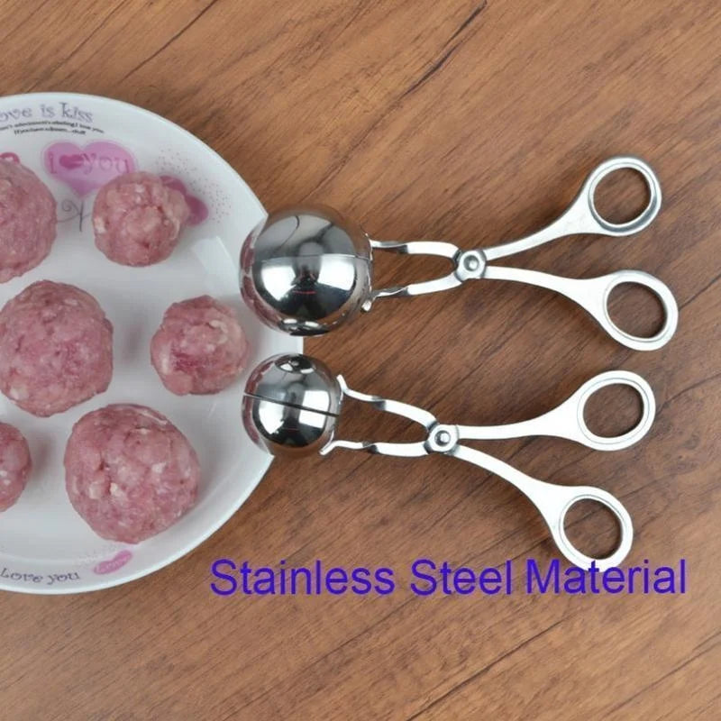 Stainless Steel Meat Ball Maker Clip round Rice Ball Shaper Non-Stick Spoon Mold Kitchen Gadget for Stuffed Meatballs