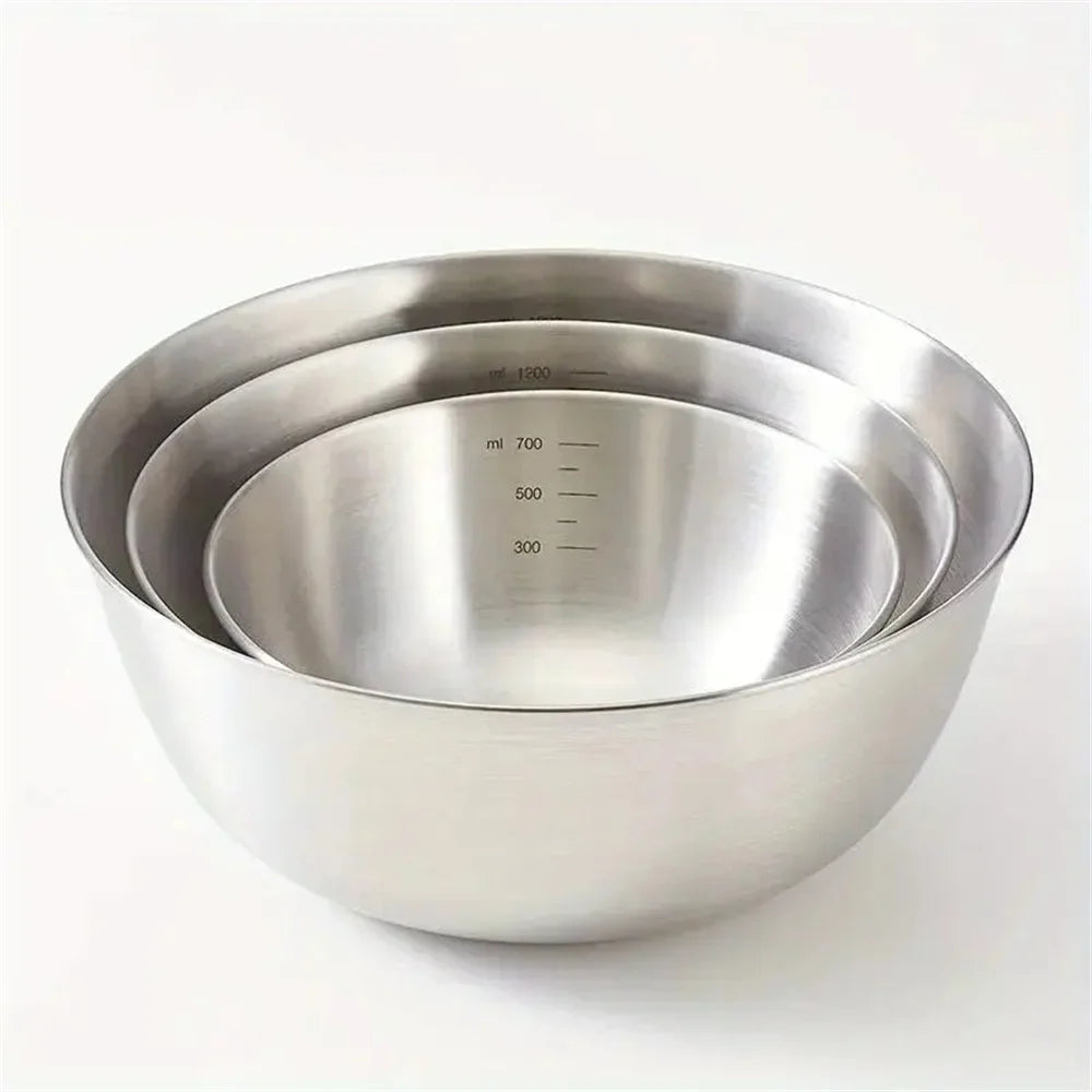1-3 Piece Stainless Steel Bowl Set with Scale Large Capacity Mixing Bowls for Cooking Baking Food Storage Eco-Friendly Kitchen Essentials