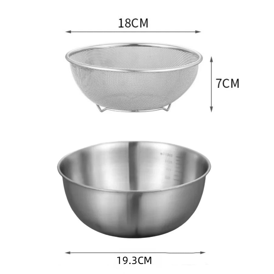 1-3 Piece Stainless Steel Bowl Set with Scale Large Capacity Mixing Bowls for Cooking Baking Food Storage Eco-Friendly Kitchen Essentials