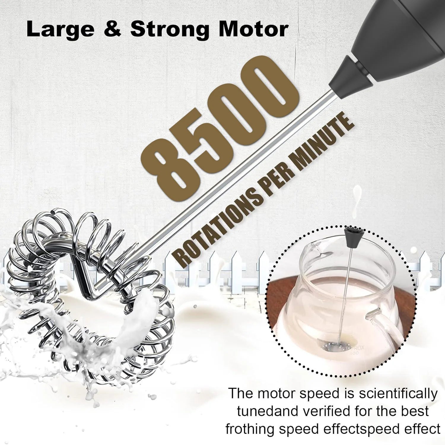 Mini USB Rechargeable Milk Frother 3 Speeds Electric Coffee Whisk Foam Maker Handheld Blender Egg Beater with Handle