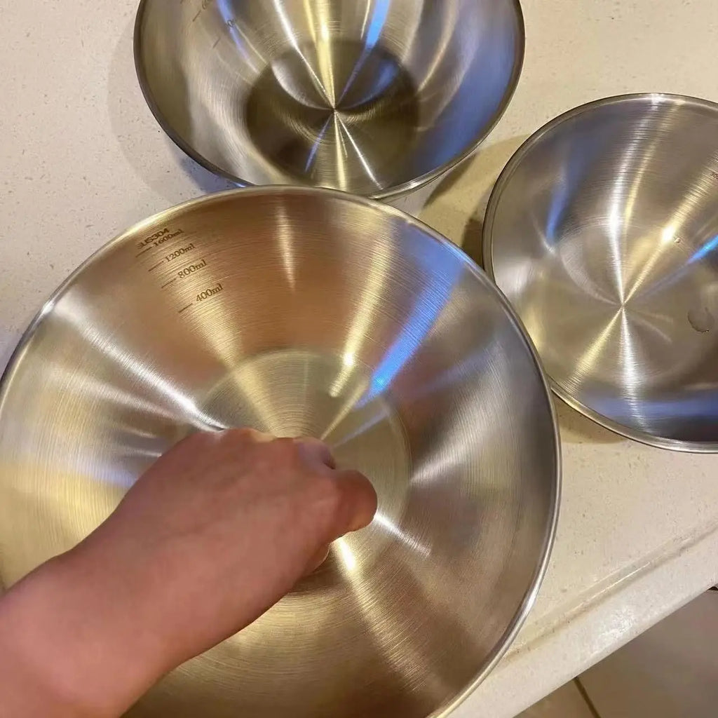 1-3 Piece Stainless Steel Bowl Set with Scale Large Capacity Mixing Bowls for Cooking Baking Food Storage Eco-Friendly Kitchen Essentials