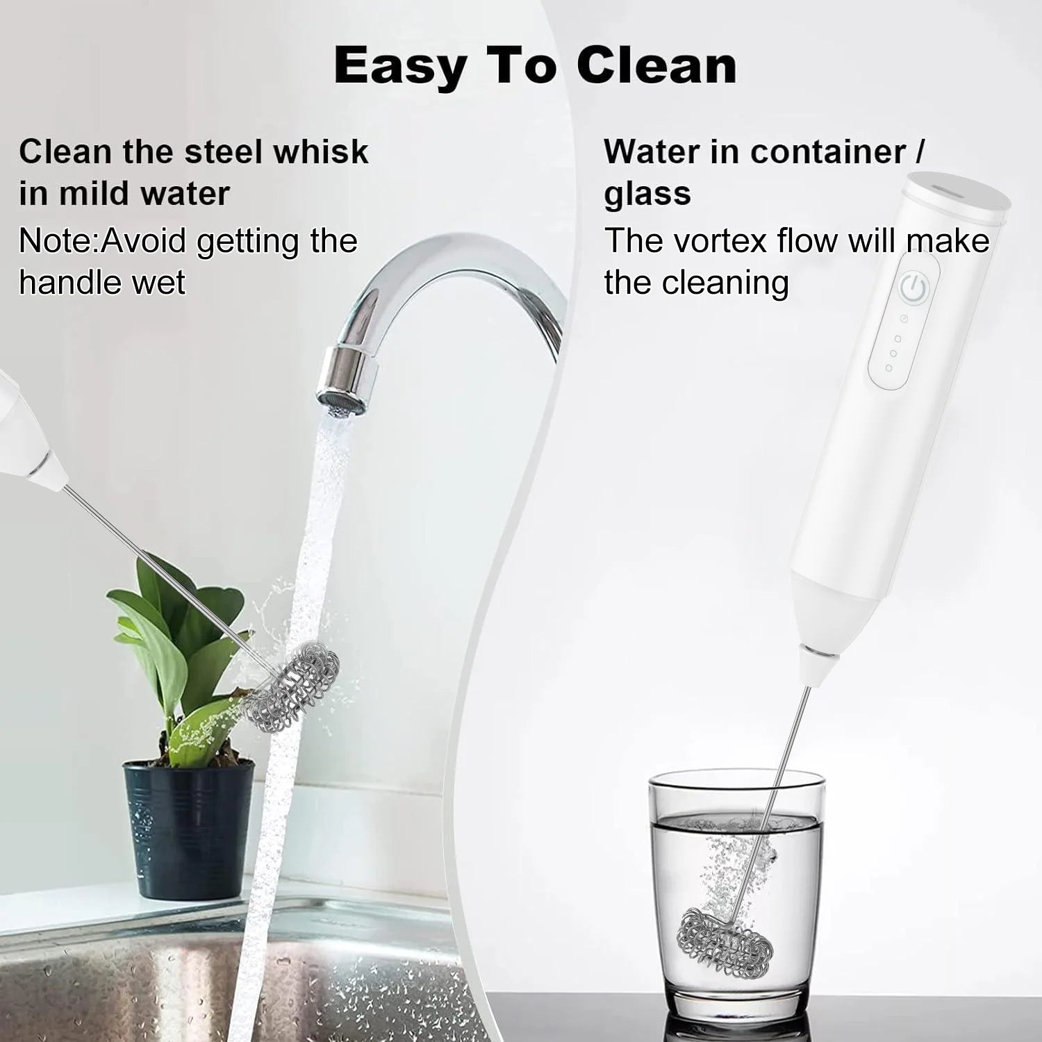 Mini USB Rechargeable Milk Frother 3 Speeds Electric Coffee Whisk Foam Maker Handheld Blender Egg Beater with Handle