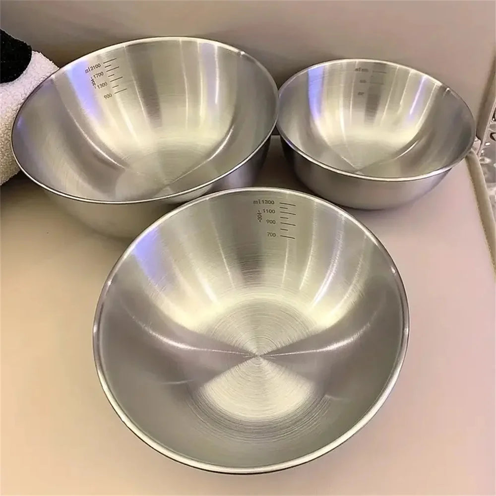 1-3 Piece Stainless Steel Bowl Set with Scale Large Capacity Mixing Bowls for Cooking Baking Food Storage Eco-Friendly Kitchen Essentials