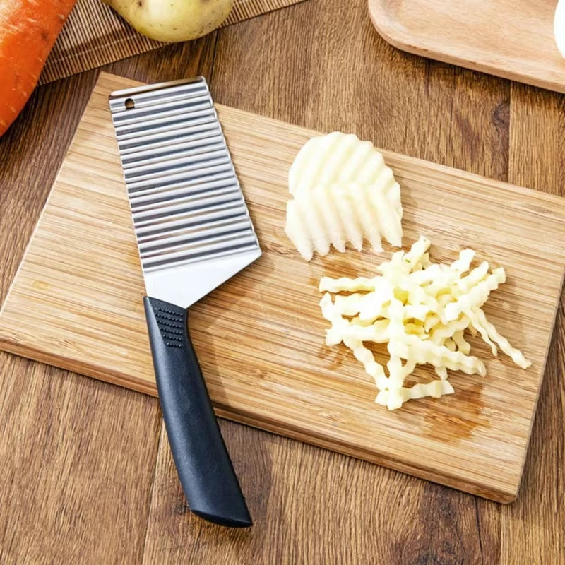 Stainless Steel Potato Chip Slicer Crinkle Wavy Cutter Vegetable Fruit Chopper French Fries Maker Tool for Kitchen