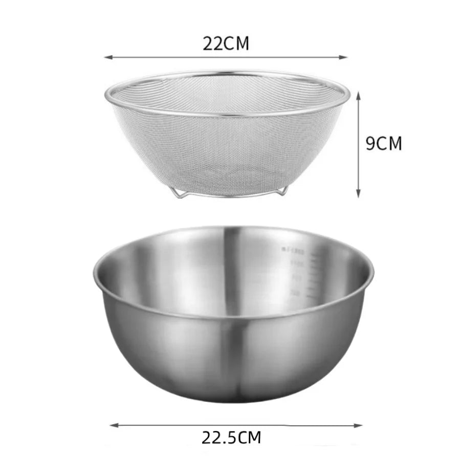 1-3 Piece Stainless Steel Bowl Set with Scale Large Capacity Mixing Bowls for Cooking Baking Food Storage Eco-Friendly Kitchen Essentials